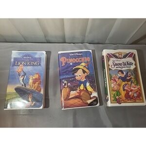 Lot Of 3 Walt Disney Master Piece Collection Vhs Lion King Pinocchio Snow White